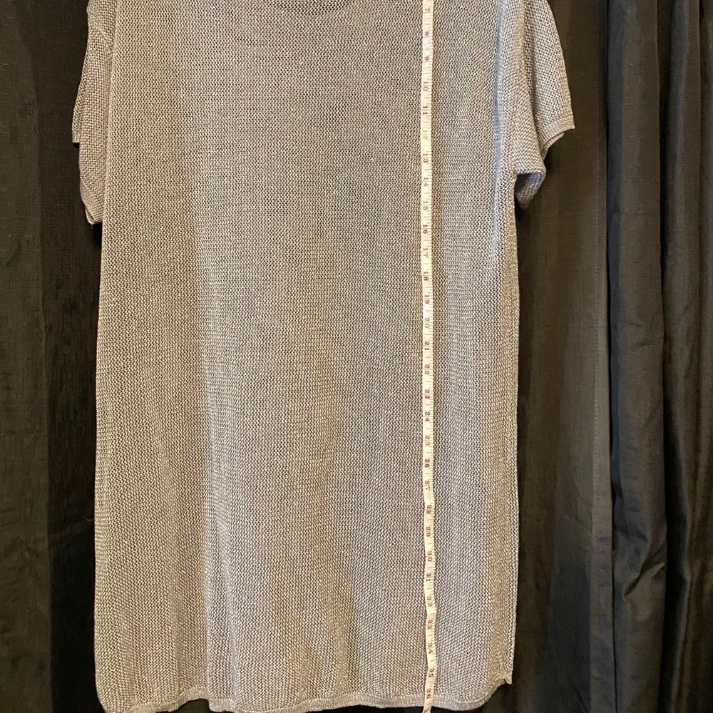 Lane Bryant Net Silver short Sleeve Shirt